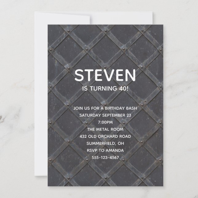 Iron Metal Grille Lattice Framework Birthday Invitation (Front)