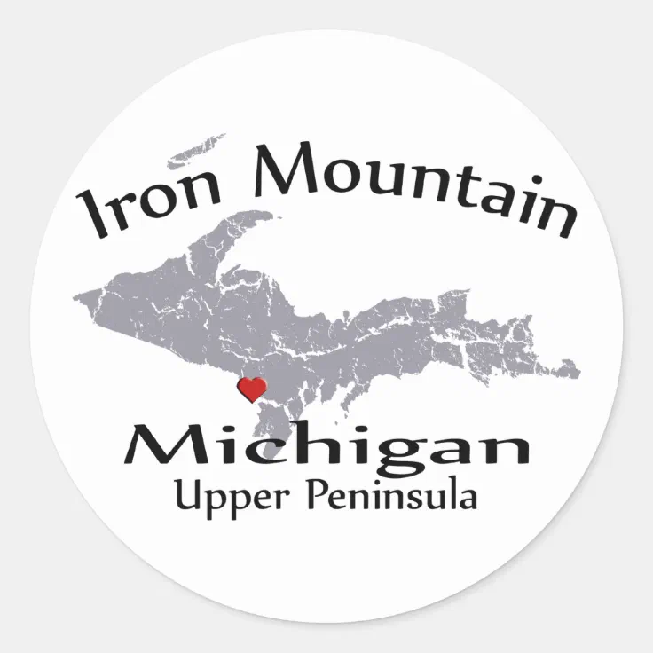 Iron Mountain Michigan Heart Map Design Sticker Zazzle