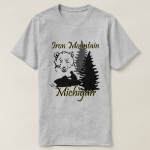 Iron Mountain Michigan Snowmobile Bear Grey SS T-Shirt