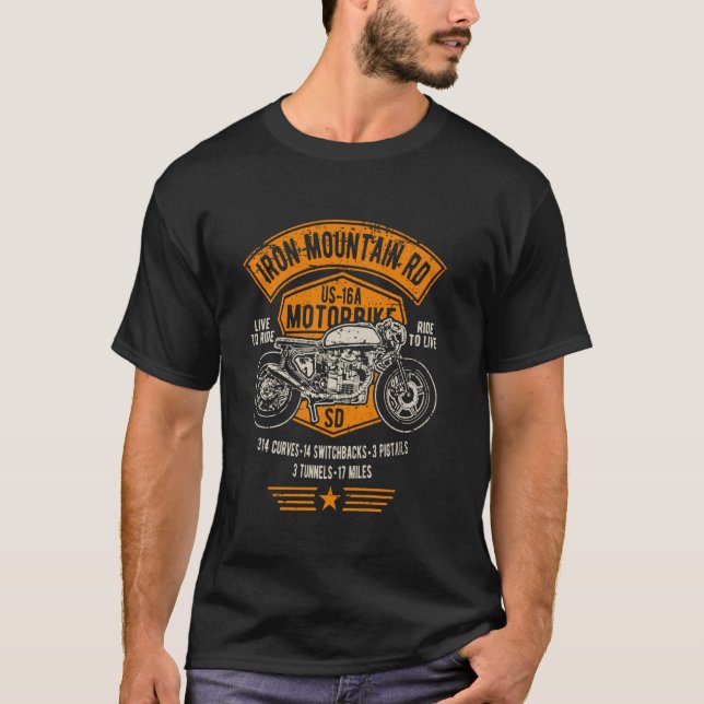Iron Mountain Road US-16A South Dakota Motorcycle  T-Shirt (Front)