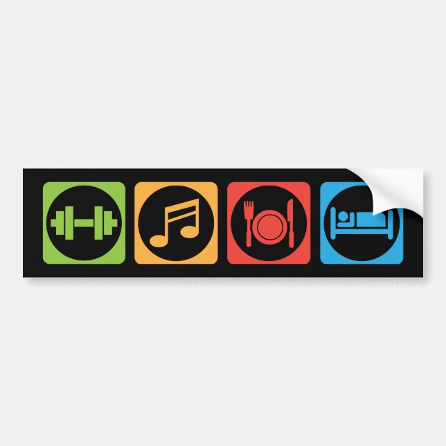 Iron, Music, Food, Sleep - Gym Bumper Sticker (Front)