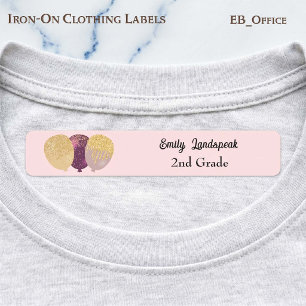 Iron on Magenta Glitter Party Balloons Labels