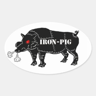 IRON PIG OVAL STICKER