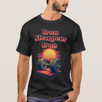 Iron Sharpen Iron Weight Lifting Barbell Tee