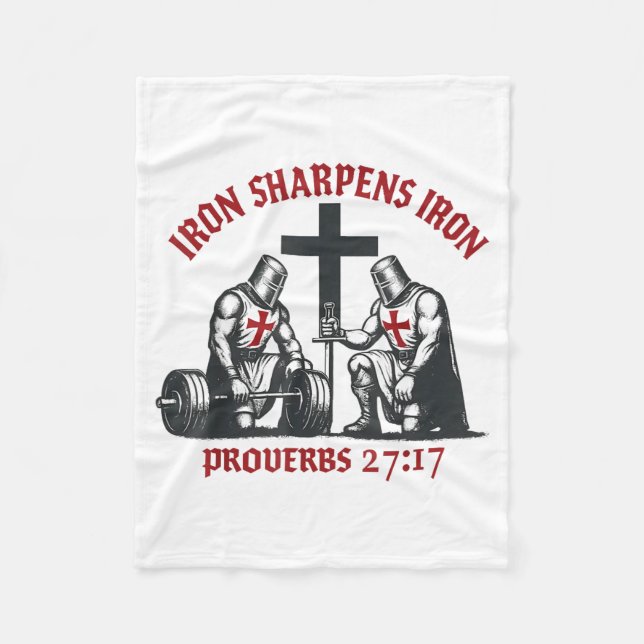 Iron Sharpens Iron Bible Scripture Christian Gym W Fleece Blanket (Front)
