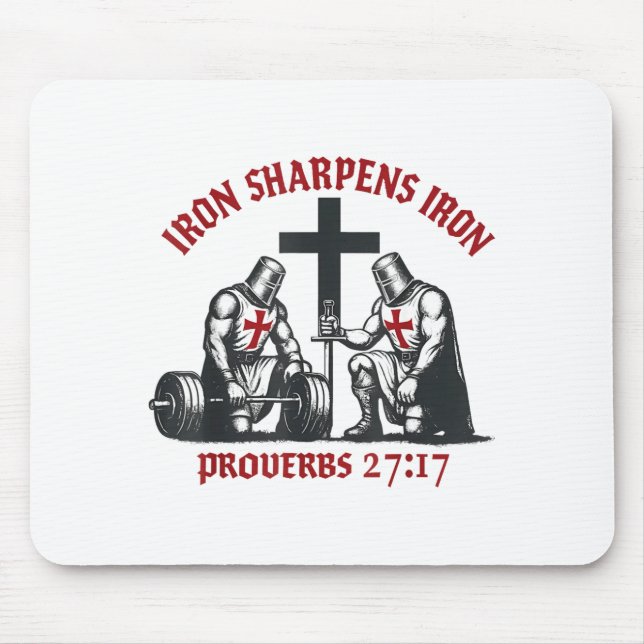 Iron Sharpens Iron Bible Scripture Christian Gym W Mouse Mat (Front)