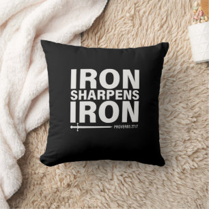 Iron Sharpens Iron Black Throw Pillow