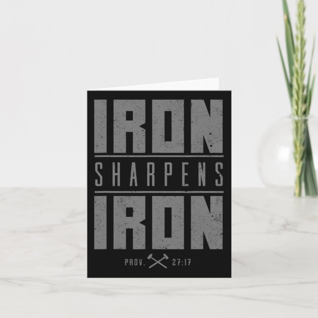 Iron Sharpens Iron Christian Men Bible Scripture G Card (Front)