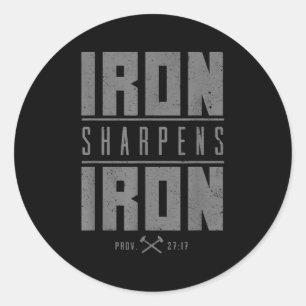 Iron Sharpens Iron Christian Men Bible Scripture G Classic Round Sticker
