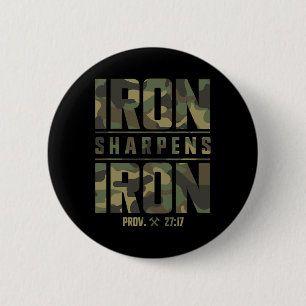 Iron Sharpens Iron Christian Men Camo Scripture Gy 6 Cm Round Badge