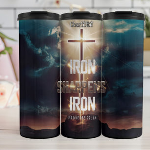 Iron Sharpens Iron Cross Scripture Thermal Tumbler