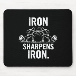 Iron Sharpens Iron - Gym Art Weightlifting Design Mouse Mat
