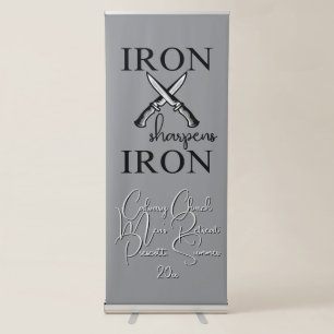 Iron sharpens Iron Knife Christian Retractable Banner