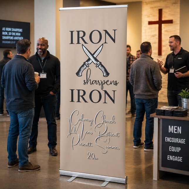 Iron sharpens Iron Knife Christian Retractable Banner (Creator Uploaded)