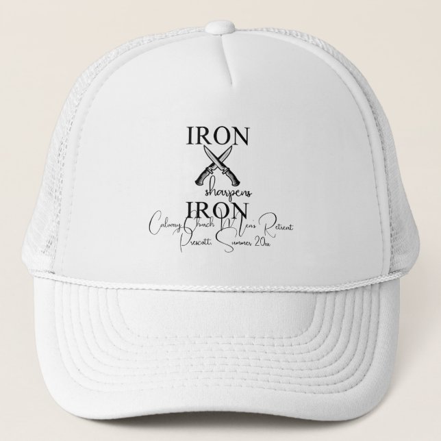 Iron sharpens Iron Knife Christian Trucker Hat (Front)
