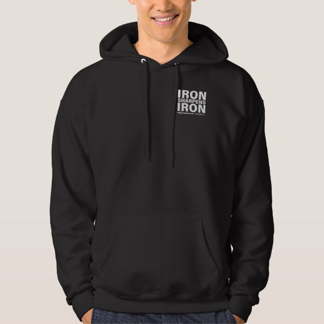 "Iron Sharpens Iron" Men's Black Hooded Sweatshirt (Front)