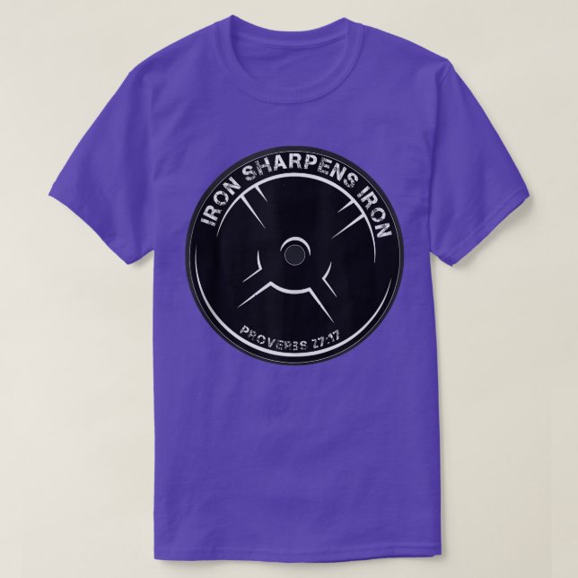 Iron Sharpens Iron Proverbs 2717 Christian workout T-Shirt (Design Front)