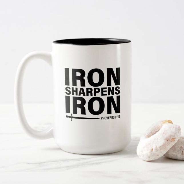 Iron Sharpens Iron - Proverbs 27:17 Coffee Mug (With Donut)