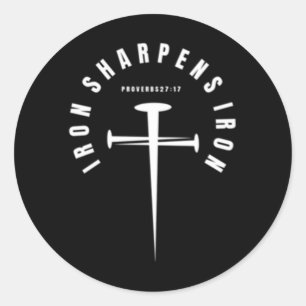 Iron Sharpens Iron Proverbs 27_17 - Front And Back Classic Round Sticker