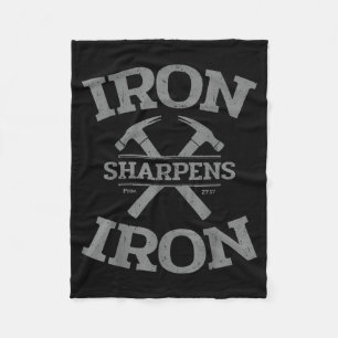 Iron Sharpens Iron Proverbs 27_17 Gym Workout Men Fleece Blanket
