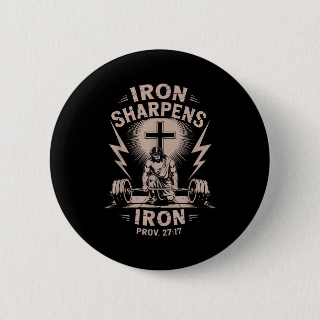 Iron Sharpens Iron Youth Christian Workout Gym Wei 6 Cm Round Badge (Front)