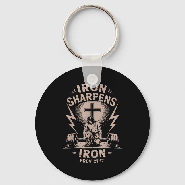 Iron Sharpens Iron Youth Christian Workout Gym Wei Key Ring (Front)