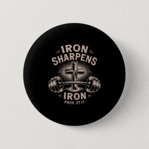 Iron Sharpens Iron Youth Funny Christian Workout G 6 Cm Round Badge