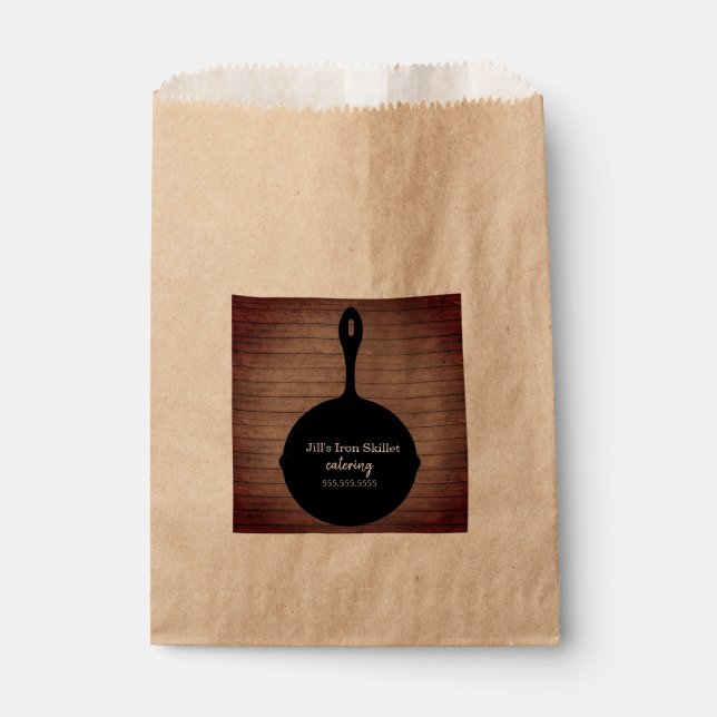 Iron Skillet Rustic Caterer Restaurant Food Favour Bags (Front)