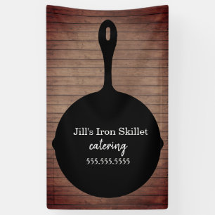 Iron Skillet Rustic Wood Caterer Restaurant Food Banner