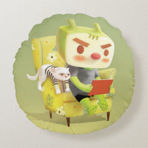 Iron T: Focus Mode On Cosy Reading Time Art Round Cushion