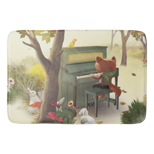 Iron T. Fox: Woodland Piano Solo Music Art Bath Mat (Front)