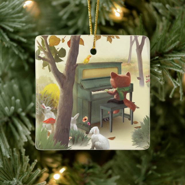 Iron T. Fox: Woodland Piano Solo Music Art Ceramic Ornament (Tree)