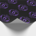Iron wedding anniversary 6 years wrapping paper<br><div class="desc">A design to celebrate 6 years of marriage. This design has a purple (the traditional colour for this occasion) coloured laurel design on a black background. Iron is the traditional gift for this occasion. The text reads Iron 6 years anniversary. A romantic design to celebrate your 6th year of marriage....</div>