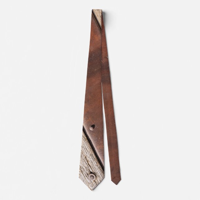 Iron, wood, bolts make strong tough neck tie (Front)
