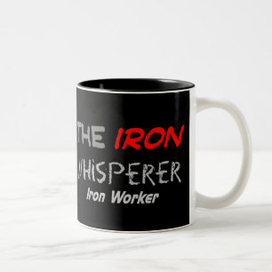 Iron Worker Gifts for Men "The Iron Whisperer" Two-Tone Coffee Mug
