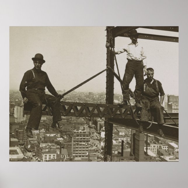 Iron Workers Vintage NYC Building Skyscraper Poster (Front)