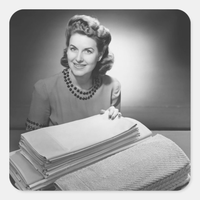 Ironed Linen and Towels Square Sticker (Front)