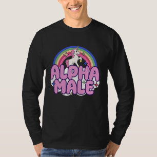 Ironic Alpha Male Sarcastic Weird Rainbow Unicorn T-Shirt