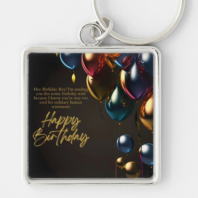 Ironic Birthday Boy Key Ring (Front)