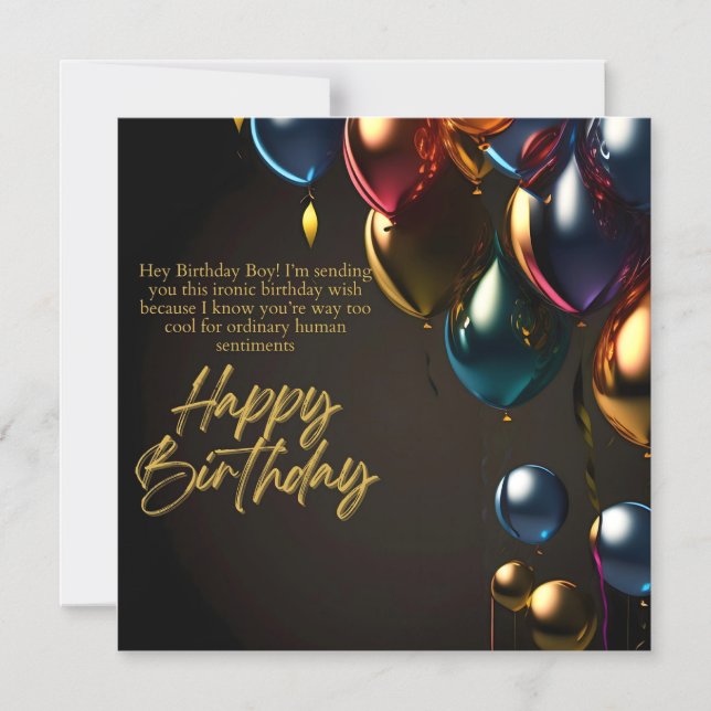 Ironic Birthday Boy Magnetic Invitation (Front)