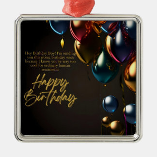 Ironic Birthday Boy Metal Tree Decoration