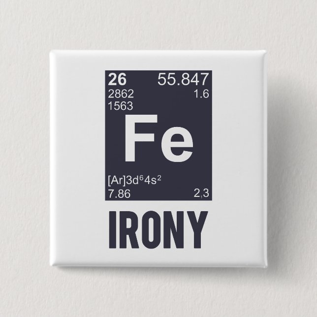 Ironic Chemical Element FE Irony 15 Cm Square Badge (Front)