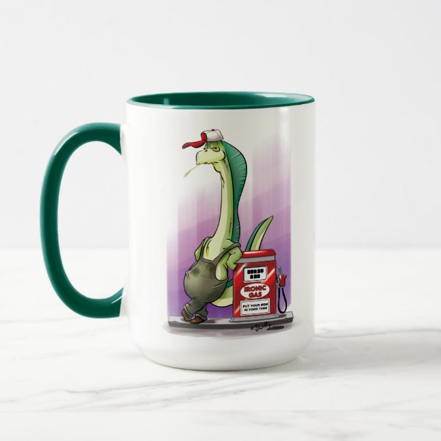 IRONIC DINOSAUR GAS PUMP by Jeff Willis Art Mug (Left)