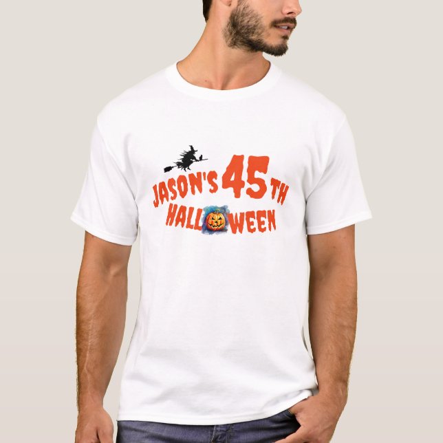 Ironic Halloween Pumpkin typography witch T-Shirt (Front)