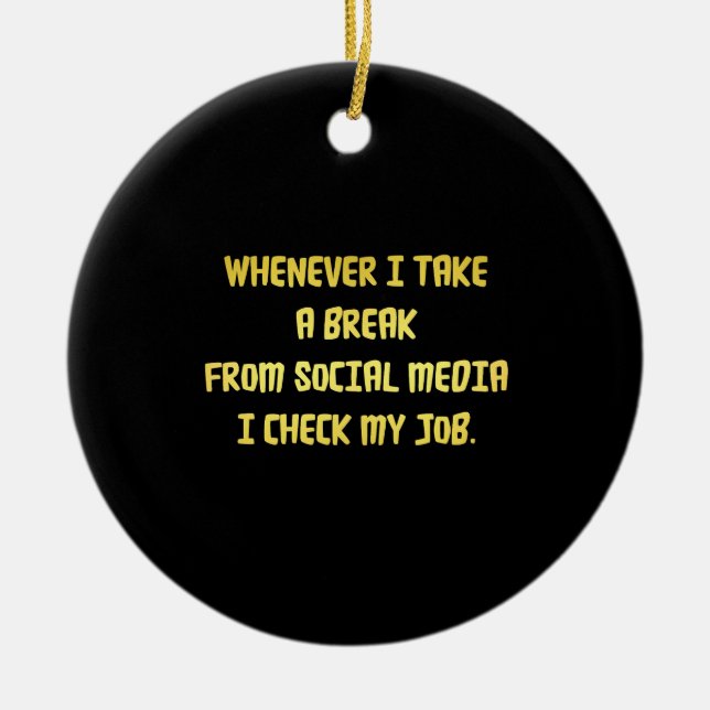 Ironic Workplace Priorities Ceramic Tree Decoration (Front)