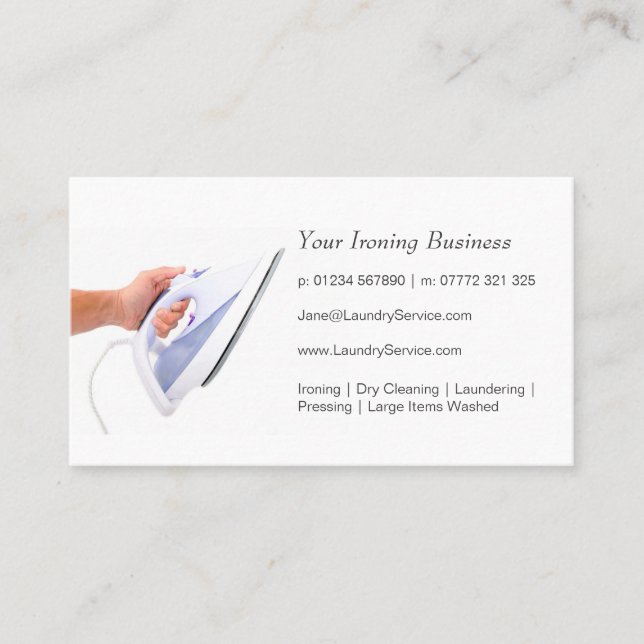 Ironing / Laundry Service Business Card (Front)