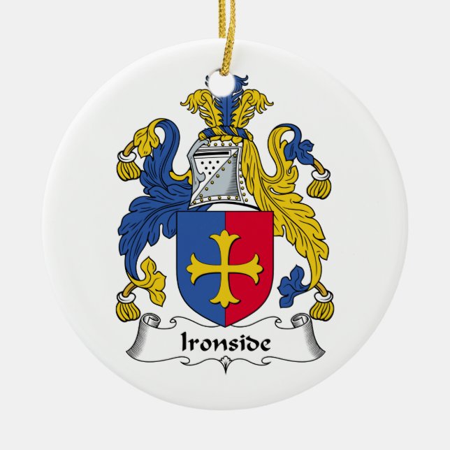 Ironside Family Crest Ceramic Tree Decoration (Front)
