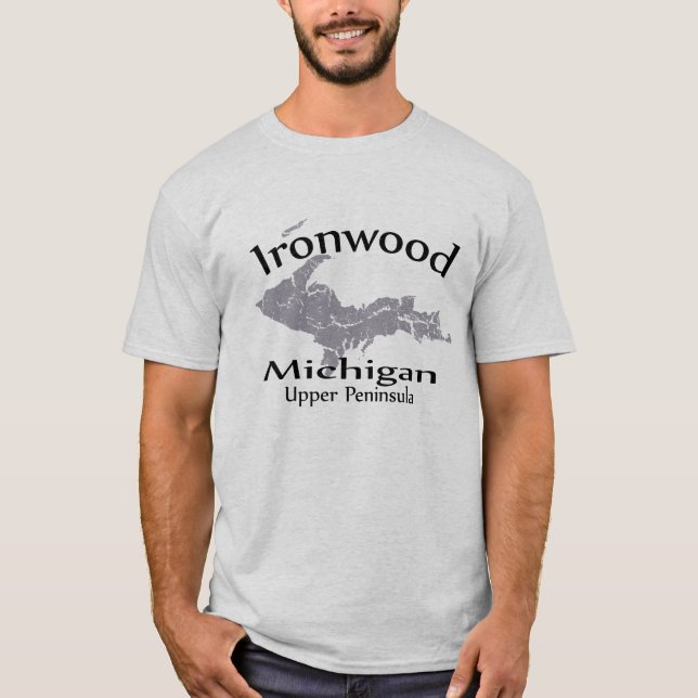 Ironwood Michigan Map Design T-shirt (Front)
