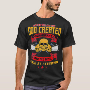 Ironworker Metal Rodbuster Design On Back Of T-Shirt