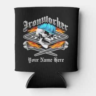 Ironworker Skull and Spud Wrenches Can Cooler